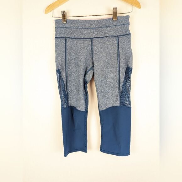 Lululemon blue mesh cropped athletic leggings women's size 4 - Picture 1 of 8